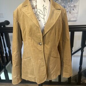 Old Navy Tan Corduroy One Button Lined Blazer Women's‎ Size XL Fall Winter